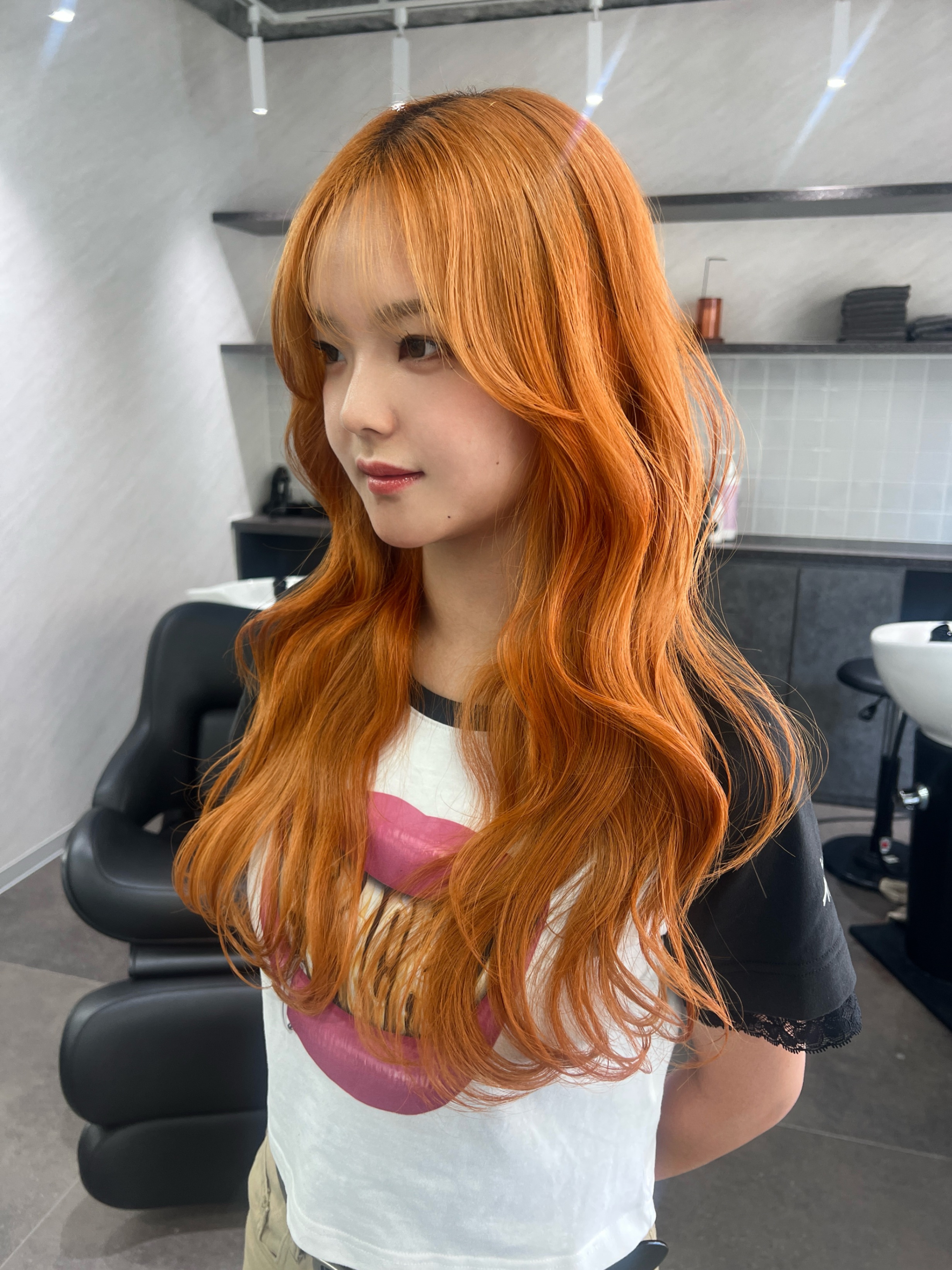 夏に合うオレンジヘア by ikki - ヘアカラーレシピ｜HAIRinfo（ヘア